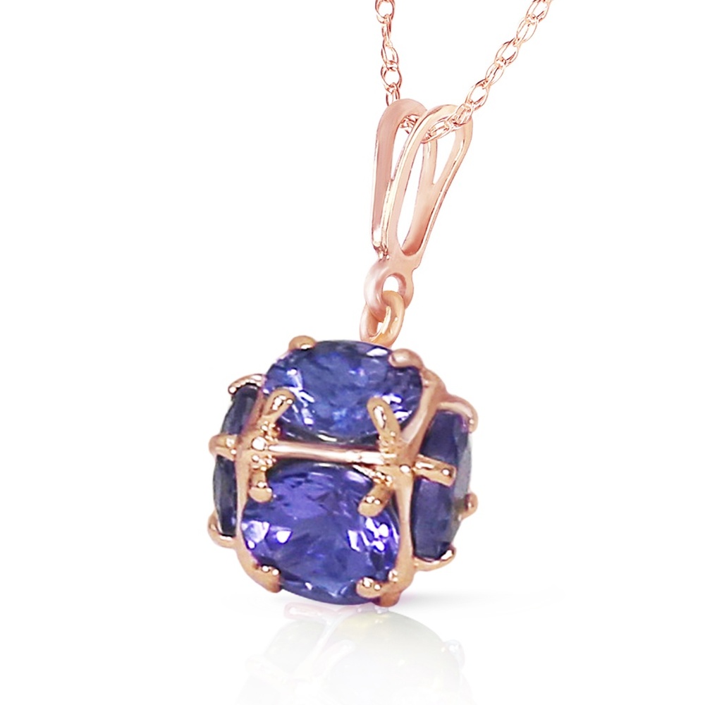 14K. SOLID GOLD NECKLACE WITH NATURAL TANZANITES - Picture 1 of 7